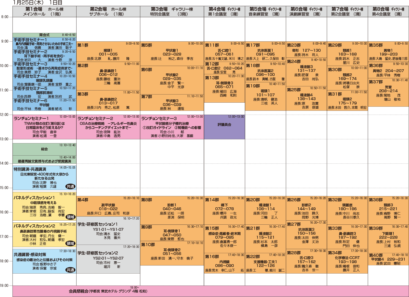 第28回日本頭頸部外科学会総会ならびに学術講演会日程表：１日目